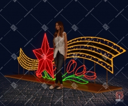 Светодиодная 3D-фигура  односторонняя "Звезда с тюльпанами"