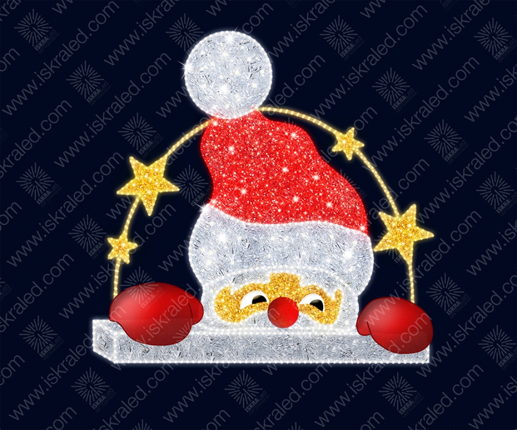 Светодиодная 2D-фигура Выглядывающий Санта"
